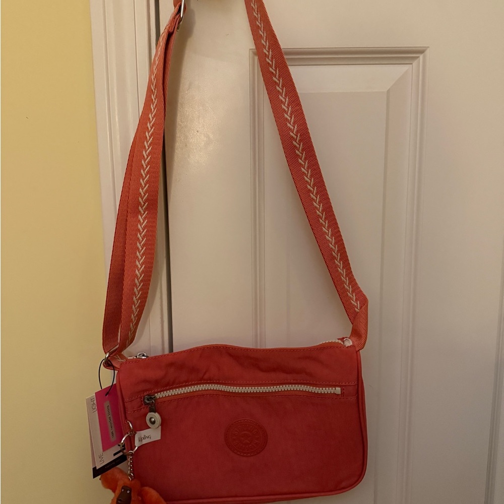 Kipling Vibrant Coral Crossbody Bag